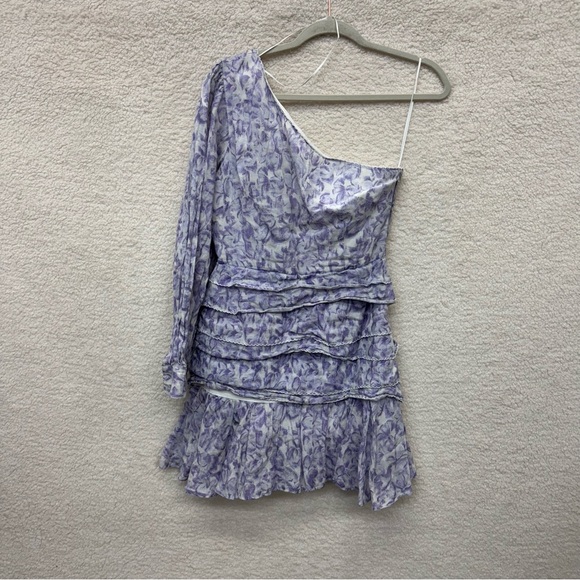 XS - LA MAISON TALULAH One Sleeve Purple Floral Mini Dress Rent Runway $364 msrp - Picture 6 of 13